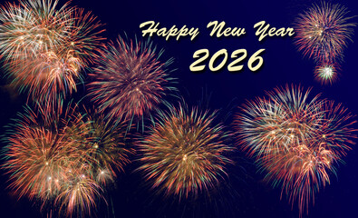 Neujahr und Silvester mit Jahreswechsel von 2025 auf 2026 mit Feier, Party und Feuerwerk - digital bearbeitet - FOTOMONTAGE