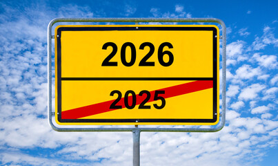 Neujahr und Silvester mit Jahreswechsel von 2025 auf 2026 - digital bearbeitet - FOTOMONTAGE