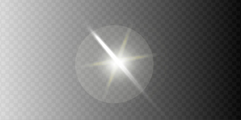 Lens Flare Light Burst Overlay Transparent Background – Glowing Star Light, Cinematic Sunbeam Effect, Optical Flare for Creative Design, Photo Editing and Visual Effects
