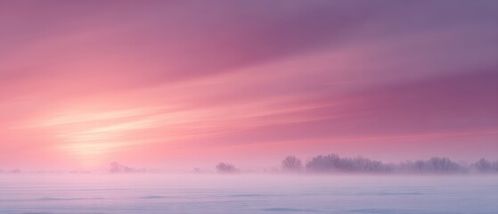 new beginnings concept with sunrise and minimal winter landscape