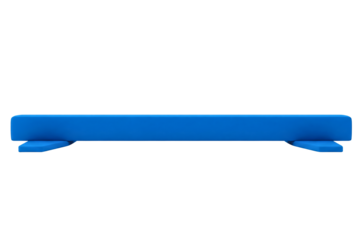 Blue gymnastics balance beam for sport training and fitness on isolated background