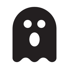 Fototapeta premium Simple black and white ghost icon with rounded features and surprised expression
