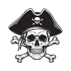 Skull and Crossbones Danger Symbol Sketch