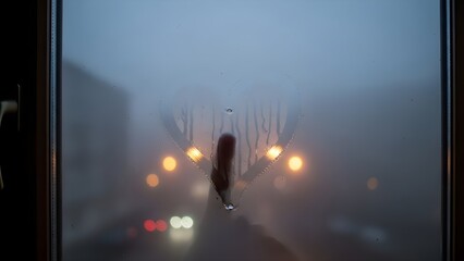 Window view with fog and lights