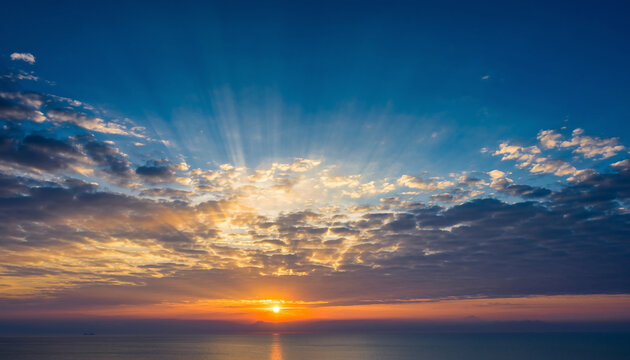 Beautiful sunrise on the first morning of the New Year, golden sunlight breaking through clouds, peaceful and hopeful atmosphere, slow cinematic camera movement, natural colors, clean composition, rea