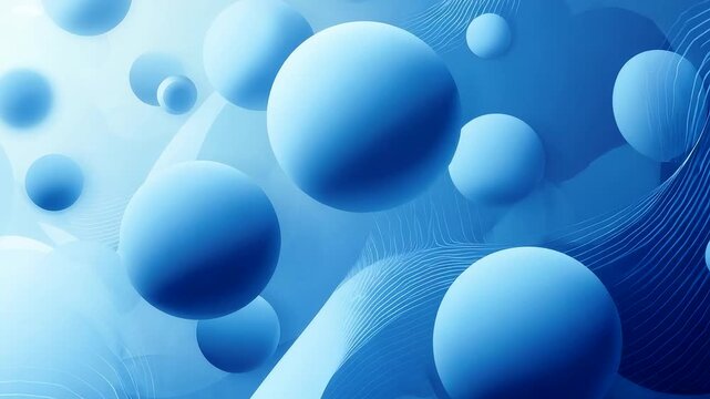 Floating blue spheres arranged in smooth layered composition with soft lighting and depth creating a clean modern abstract three dimensional scene