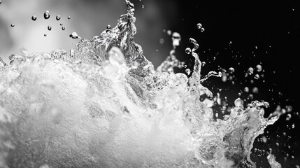 Abstract monochrome water splash, outdoors, dramatic background, for design elements
