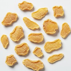 Dried ginger slices isolated on white background