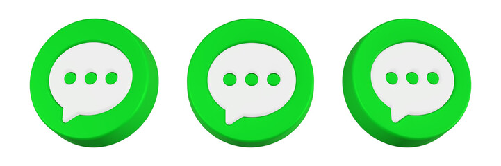 chat bubble 3d rendering icon green button