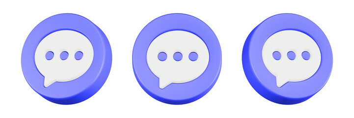 chat bubble 3d rendering icon blue button