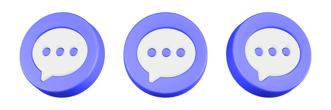 chat bubble 3d rendering icon blue button