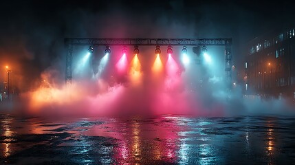 Colorful beams of light on stage high resolution picture