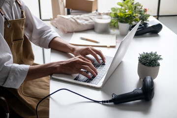 startup SME owner markets small plants for green living and environmental promotion