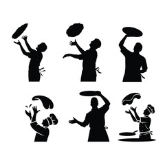 Chef Tossing Dough Skyward Silhouette set.
