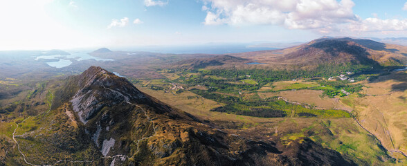 Aerial view of Connemara National Park with Diamond hill Ireland