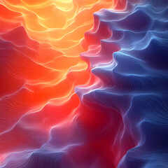  Dynamic flowing lines forming an abstract gradient of warm and cool tones across a textured surface