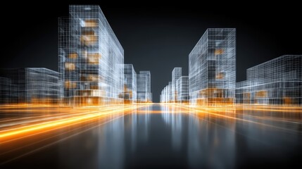 Abstract cityscape background with dynamic lines and radiant lights vibrant abstract cityscape background features intersecting lines and glowing lights offering modern aesthetic