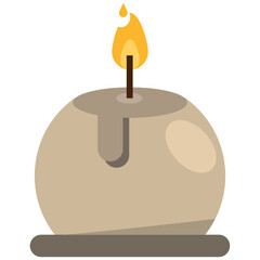 Clay Pot Candle With Flame