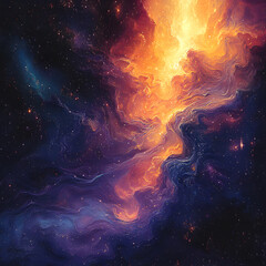  Vibrant Cosmic Nebula Swirls in Deep Space with Stars and Glowing Gas Clouds