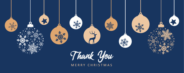 Naklejka na ściany i meble thank you christmas greeting card with decorative christmas balls vector illustration