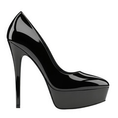 Elegant black high heel shoe isolated on transparent background