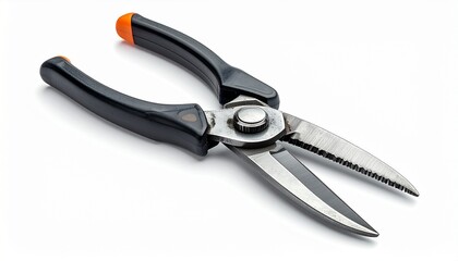 Open Pruning Shears in Cutting Position Isolated on White