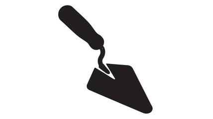 Black trowel tool isolated perfect for construction designs on transparent background silhouette