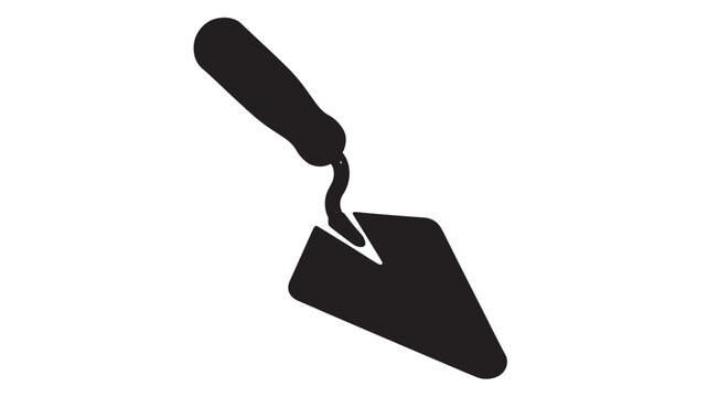 Black trowel tool isolated perfect for construction designs on transparent background silhouette