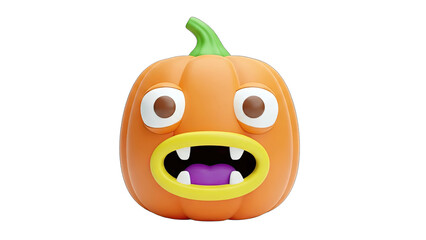 Fototapeta premium Cartoon Pumpkin with Open Mouth on White Background