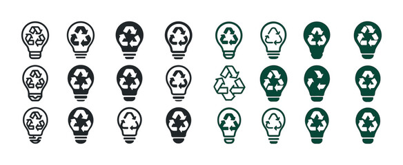 Recycling symbols in light bulbs - eco-friendly ideas and sustai