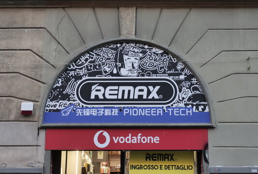 Remax vodafone shop in Sarpi street Milan, Lombardy, Italy