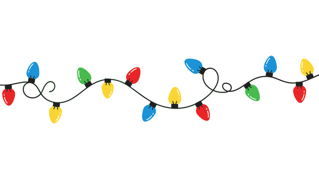 A string of colorful christmas lights vector illustration on a white background
