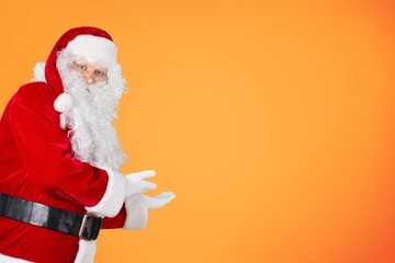 Happy old Santa Claus with red costume