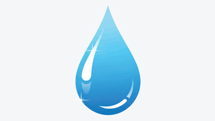 Shiny blue water drop icon representing purity and freshness for design.