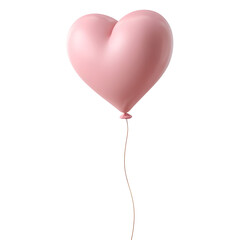 Pink heart shaped balloon floating with string