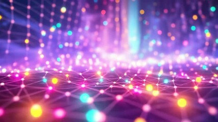 Abstract digital data stream flowing across a network of connections - Powered by Adobe