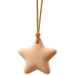 Single soft gold star ornament hanging on cord