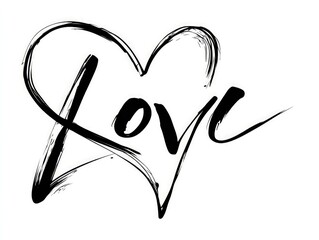 Hand Drawn Brush Stroke Love Heart Illustration.