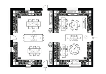 Architectural Floor Plan Layout Design for Modern Office Meeting Rooms layout architecture interior design icons exclusive