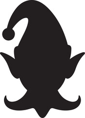 Fototapeta premium Black silhouette of christmas elf head
