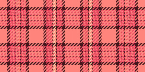 Net check pattern vector, form textile texture tartan. Club plaid fabric seamless background in red and dark colors.