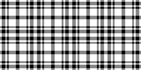 Warm plaid background check, xmas textile texture pattern. Flowing seamless vector fabric tartan in white and black colors.