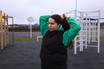 a girl does sports at the stadium