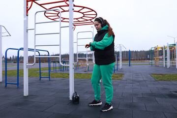 a girl does sports at the stadium