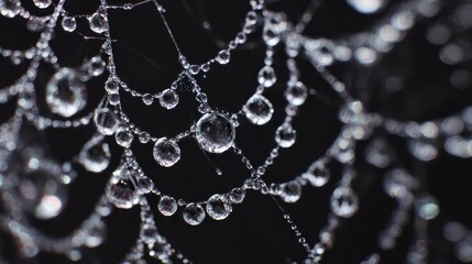 A spider web with water droplets on it