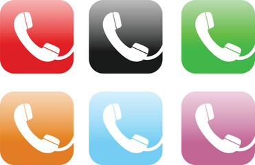 Colorful square phone call icon set design with white background