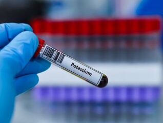 Naklejka premium Blood sample tube for potassium test analysis.