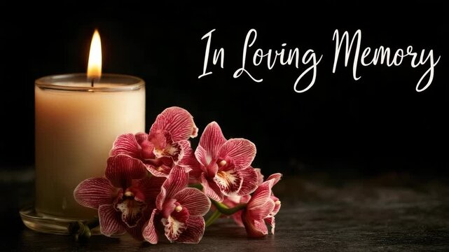 condolence card with candle and flower in loving memory animation