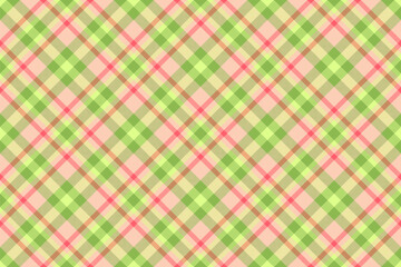 Stylish check fabric texture, faded textile tartan pattern. France seamless vector background plaid in light and green colors.