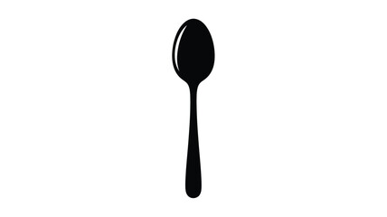 A simple black spoon against a white background defined in silhouette